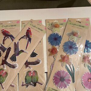 Stickers (Repositionable)  Lot of 6 Sets Birds and Flowers (NEW)